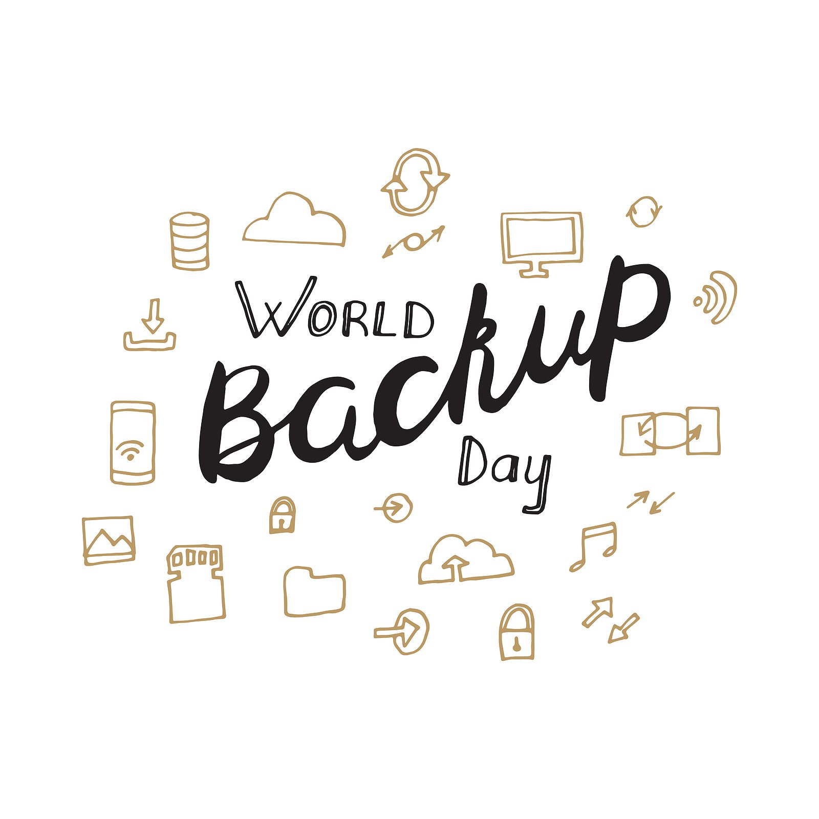 World backup day poster in hand drawn style. Vector illustration
